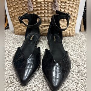 Express Black Croc-Patterned Flats